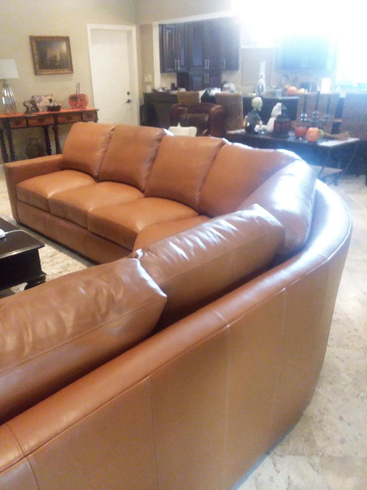 American Heritage Custom Giselle Petite Leather Sectional 